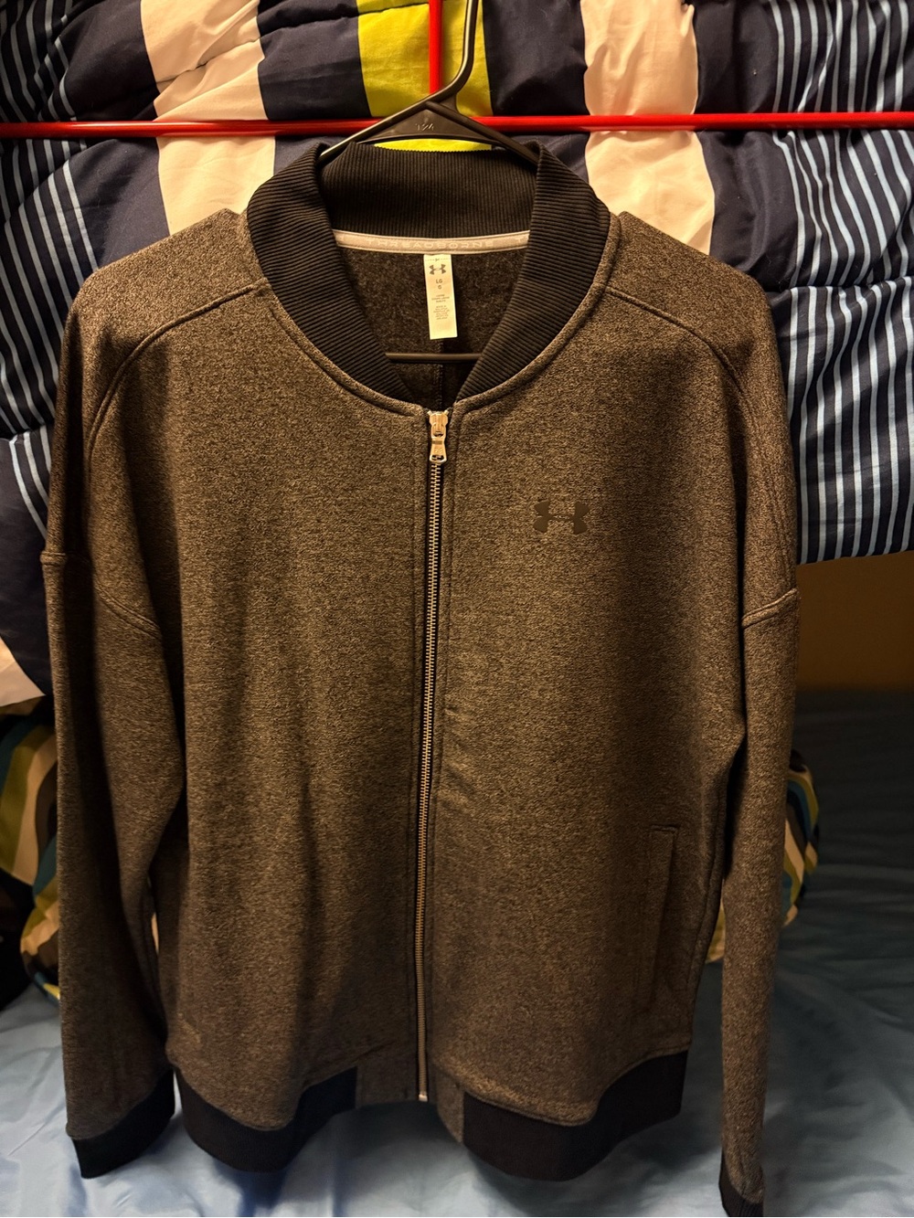 Under Armour Men's Dark Heather Gray Full-Zip Bomber Jacket